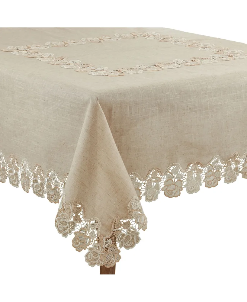 Saro Lifestyle Lace Tablecloth with Rose Border Design