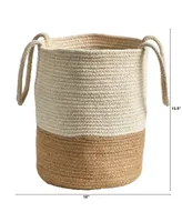 12" Handmade Natural Cotton Woven Basket Planter