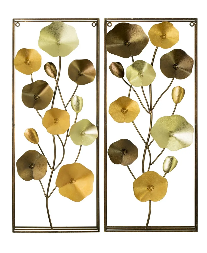 Classy Art 2 Piece Framed Gold-Tone Bouquet Mixed Media Wall Art, 35" x 28" - Gold