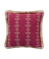 Levtex Delissa Velvet Fringe Embroidered Decorative Pillow, 18" x 18"