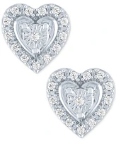 Diamond Heart Earrings (1/10 ct. t.w.) in Sterling Silver or Sterling Silver & 14k Rose Gold-Plate