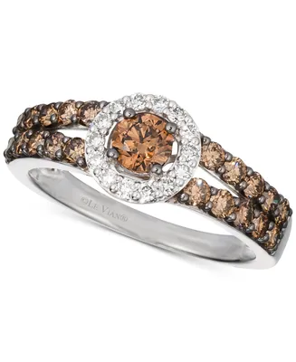 Le Vian Chocolate Diamond (1 ct. t.w.) & Nude (1/8 Halo Ring 14k White, Yellow or Rose Gold