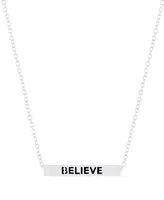 Inspirational Blessed, Hope, Believe and Faith 4 Sided Bar Necklace 16+2"In Silver Plated