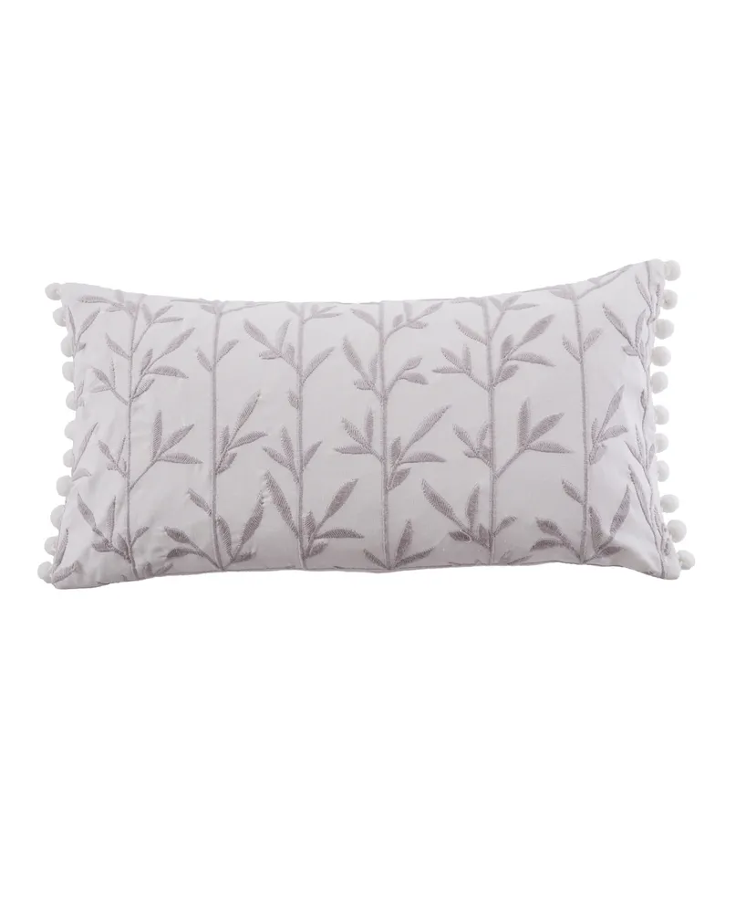 Levtex Pippa Leaves Embroidered Decorative Pillow, 12" x 24"