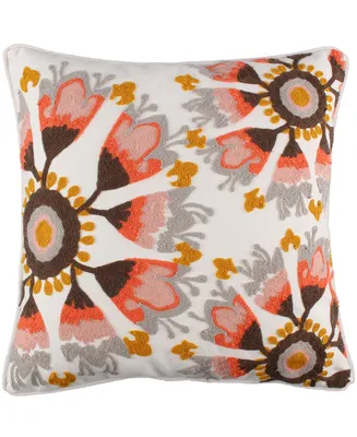 Levtex Melina Tropical Crewel Medallion Decorative Pillow, 18" x 18"