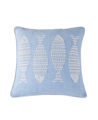 Levtex Blue Sea Fish Embroidered Decorative Pillow, 18" x 18"