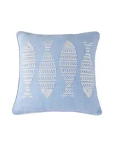 Levtex Blue Sea Fish Embroidered Decorative Pillow, 18" x 18"