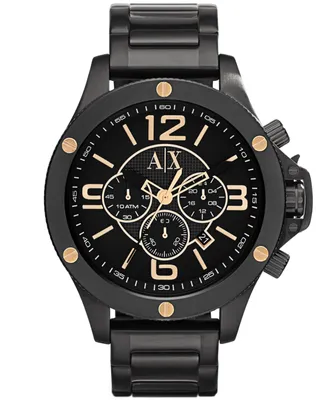 A|X Armani Exchange Men's Chronograph Black Stainless Steel Bracelet Watch 48mm