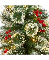 Frosted Swiss Pine Artificial Christmas Tree with 100 Lights and 195 Bendable Branches