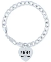 Diamond Mom Heart Charm Bracelet (1/10 ct. t.w.) in Sterling Silver