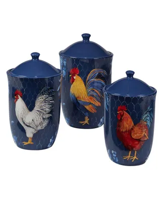Indigo Rooster 3 Piece Canister Set