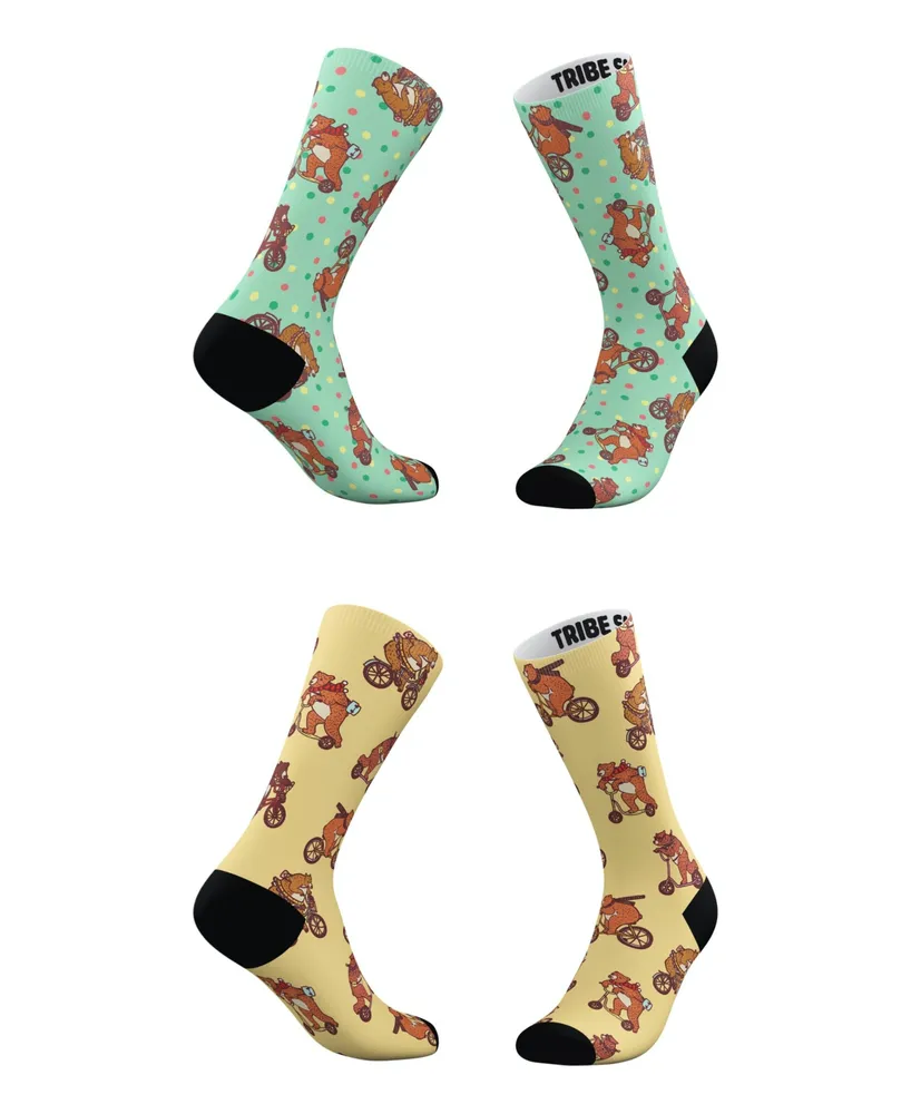 Men's and Women's Hipster Bears Socks, Set of 2 - Assorted Pre