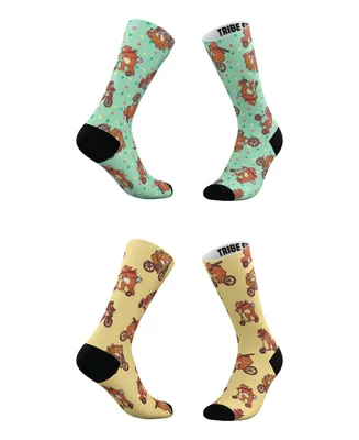 Men's and Women's Hipster Bears Socks, Set of 2 - Assorted Pre