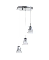 Alain 3-Light Adjustable Cascading Metal Integrated Cluster Led Pendant