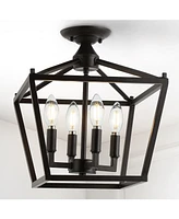 Plains Mini Lantern 4-Light Iron Modern Farmhouse Led Flush Mount