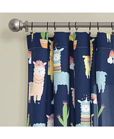 Lush Decor Southwest Llama Cactus Window Curtain Panels Set for Kids, 84" x 52"