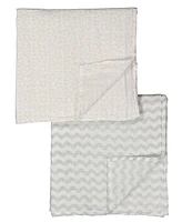 Baby Girls and Boys Stars Waves Muslin Swaddle Blankets, Pack of 2