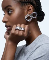 Swarovski Silver-Tone Crystal Circle Stud Earrings