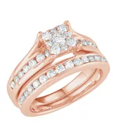 Diamond Cluster Channel-Set Bridal Set (1 ct. t.w.) 14k White, Yellow or Rose Gold