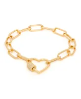 Cubic Zirconia Link Heart Bracelet Yellow Gold or Rose Plate