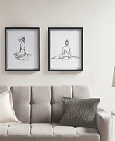 Madison Park Feminine Figures 2 Piece Deckle Edge Sketch Framed Wall Art Set, 17" x 21"