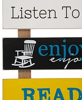 Glitzhome Oversized Rustic Slats Porch Rules Sign Wall Sign