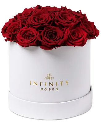 Infinity Roses Round Box of 16 Red Real Roses