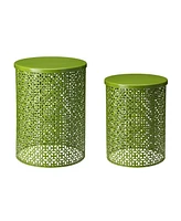 Glitzhome Multi-Functional Metal Garden Stool or Plant Stand Accent Table, Set of 2