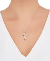 Diamond Cross 18" Pendant Necklace (1/5 ct. t.w.) in Sterling Silver & 10k Gold