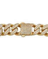 Men's Cubic Zirconia Curb Link Chain Bracelet in 24k Gold-Plated Sterling Silver