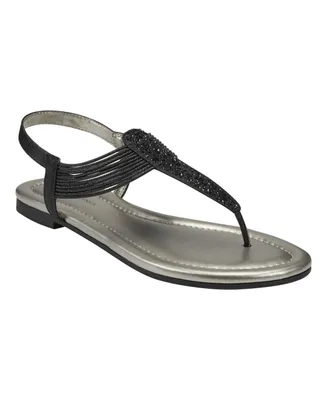 Bandolino Women's Kayte Embellished T-Strap Flat Sandals