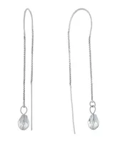 Clear Crystal Briolette Pull Through Chain Earrings in Sterling Silver