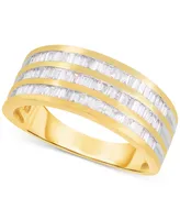 Diamond Baguette Triple Row Statement Ring (1/2 ct. t.w.) Sterling Silver or !4K Gold-Plated