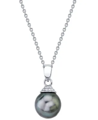 Cultured Tahitian Pearl (10mm) 18" Pendant Necklace in Sterling Silver