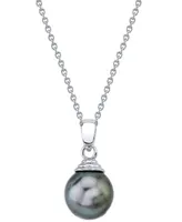 Cultured Tahitian Pearl (10mm) 18" Pendant Necklace in Sterling Silver
