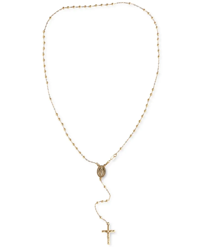 Giani Bernini Cross Rosary 21-1/4" Lariat Necklace in 18k Gold-Plated Sterling Silver, Created for Macy's