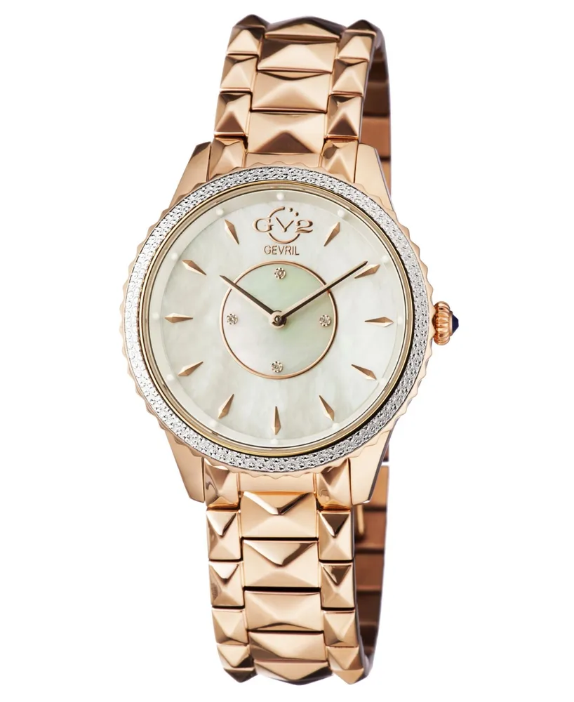 Gevril Women's Siena Swiss Quartz Ion Plating Rose Stainless Steel Bracelet Watch 38mm