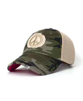 Peaceful Kids Adjustable Snap Back Mesh Camo Peace Sign Trucker Hat