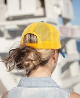 Sunny Lady Women's Adjustable Snap Back Mesh Blue and Yellow Sunshine Trucker Hat