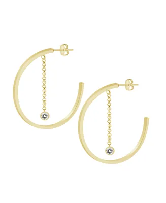 And Now This Cubic Zirconia Drop in C Hoop Earring in Gold Plated