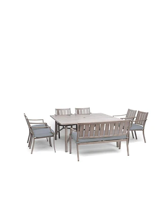 Wayland Outdoor 8-Pc. Dining Set (64" Square Table, 6 Chairs & 1 Bench), Created for Macy's