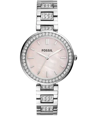 Fossil Women's Karli Three Hand Stainless Steel Silver-Tone Watch 34mm - Silver