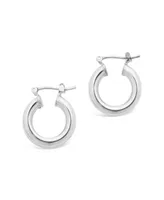 Women's Chunky Tube Silver Plated Hoop Earrings, 75"