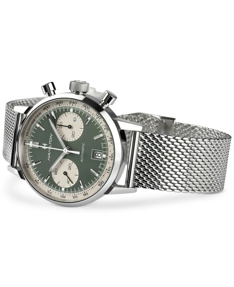 Hamilton Men's Swiss Intra-Matic Chronograph H Stainless Steel Mesh Bracelet Watch 40mm