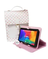 Linsay New 7" Tablet Bundle with Sweet Pink Protective Pu Leather Case and Fashion Handbag with 64GB Storage Android 13