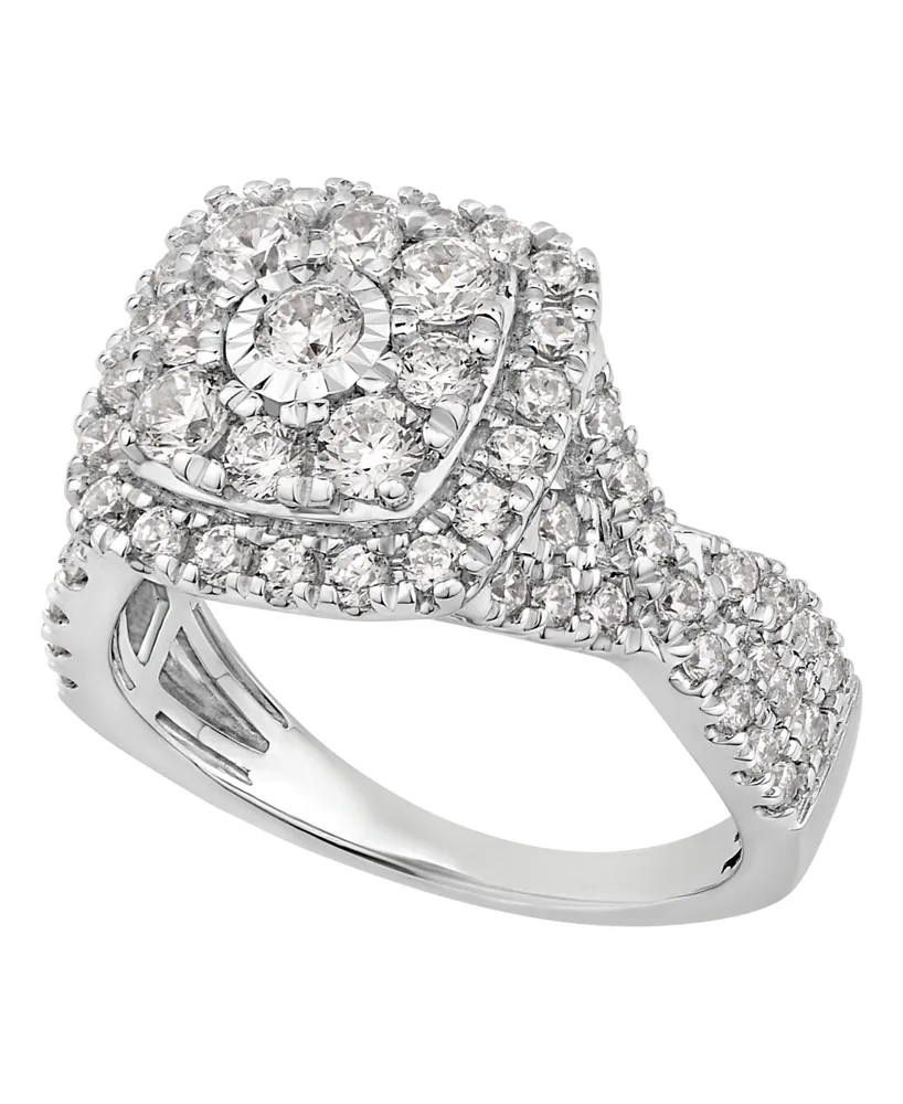 3.70 carat Cushion Halo ring with double band | DiamondDirectBuy.com