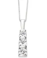 Diamond Three-Stone Linear Pendant Necklace (3/4 ct. t.w.) 14k White Gold or Yellow