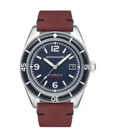 Spinnaker Men's Fleuss Automatic Red Genuine Leather Strap Watch, 43mm