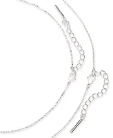 Unwritten Silver Plated Clear Cubic Zirconia Infinity Duo Necklace with Studded Second Chain