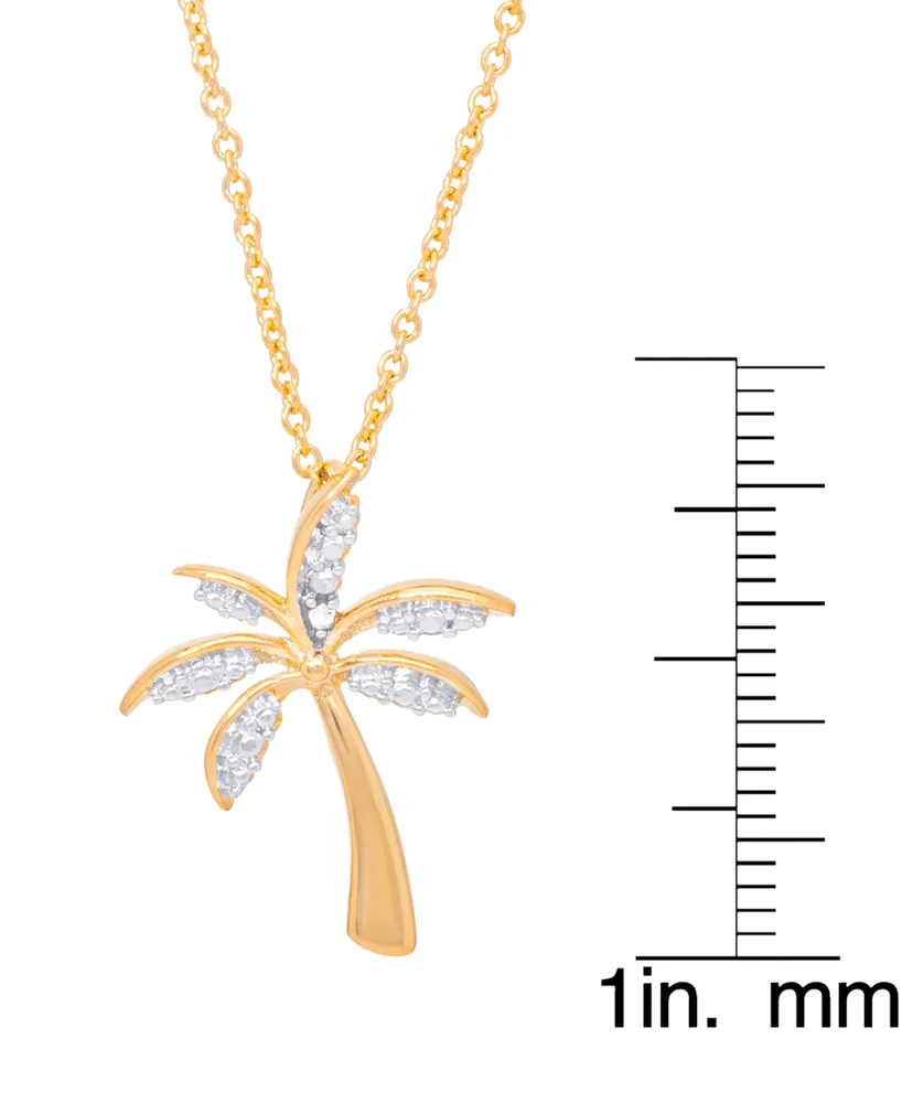 Diamond Accent Palm Tree Pendant 18" Necklace in Gold Plate